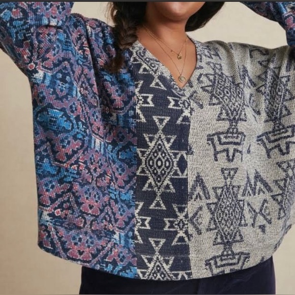 Anthropologie Pilcro Moira Thermal Pullover Aztec - M - Picture 2 of 16